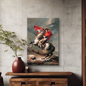 Napoleon Crossing the Alps by Jacques Louis David Canvas, Napoleon Poster, Napoleon Bonaparte Print, Giclee Wall Art, Art Reproduction