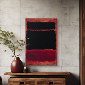 Tela preta em vermelho escuro de Mark Rothko, impressão de Mark Rothko, pôster de exposição, arte moderna, pintura expressionista, arte abstrata de parede