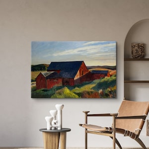 Edward Hopper Prints, Cobb&#39;s Barns South Truro by Edward Hopper Painting, Edward Hopper Canvas, Exhibition Poster, Hopper Art, Reproduction