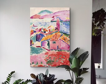 Henri Matisse Ansicht von Collioure Druck, Henri Matisse Leinwand, Ausstellungsplakat, Mittelmeerküste, abstrakte Kunst, bunter vielseitiger Druck