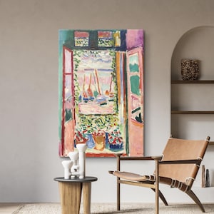 Henri Matisse Open Window Print, Henri Matisse Canvas, Cartel de exposición, La Fenêtre ouverte à collioure, Arte rosa, Decoración ecléctica colorida