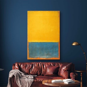 Mark Rothko Yellow and Blue on Orange Canvas, Mark Rothko Print, Museum Poster, Modern Art, Yellow Painting, Abstract Wall Art, Reproduction