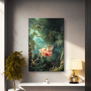 Póster "Los felices accidentes del columpio", lienzo de Jean Honoré Fragonard, impresión clásica de retrato vintage, arte mural giclée, reproducción de arte