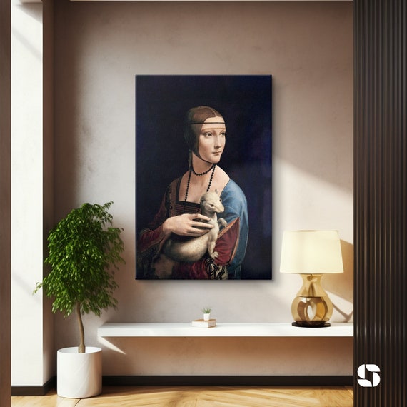 Tableau Toile La Dame à L'hermine De Léonard De Vinci – Avec Cadre Bois – Italie