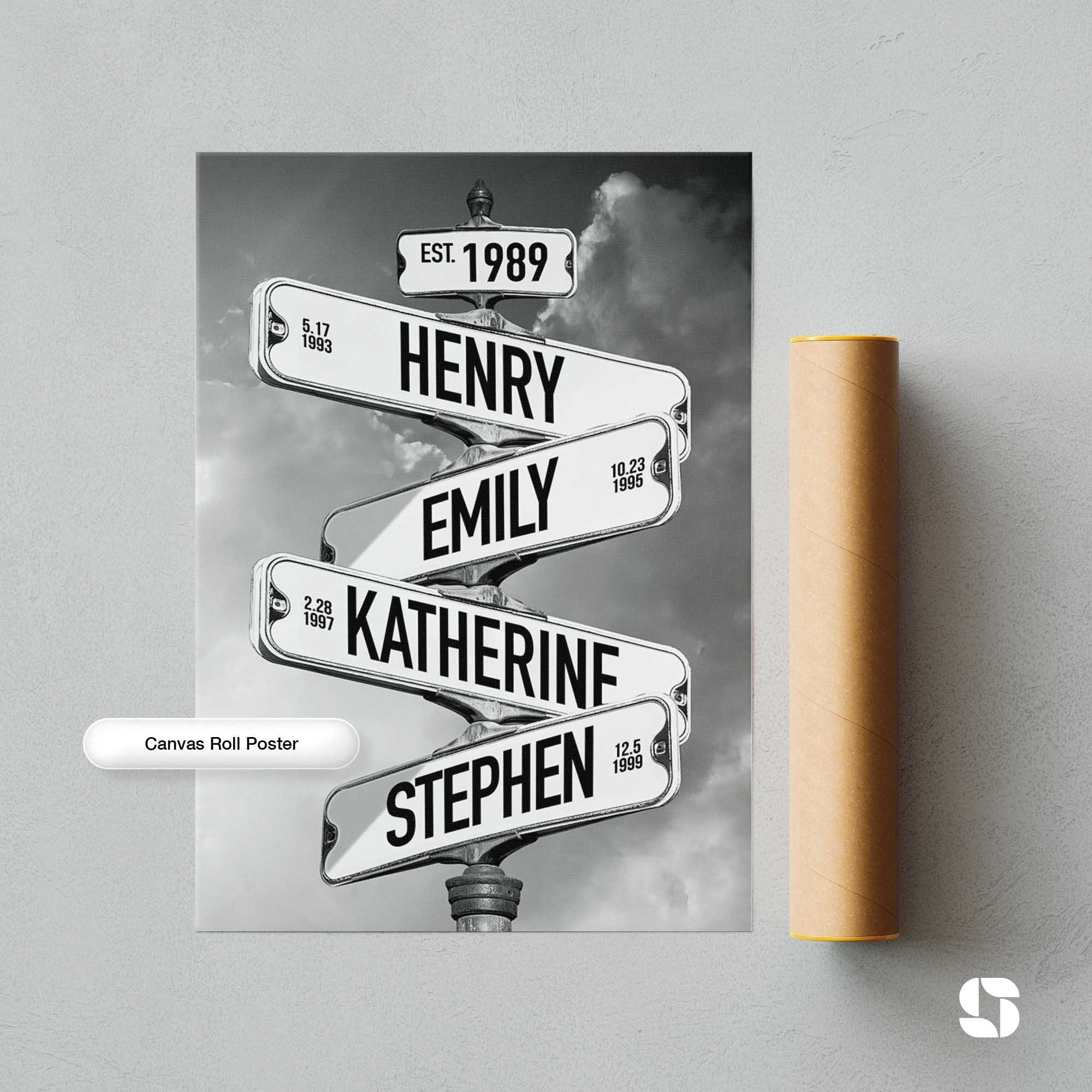 Personalized Family Names Street Sign Poster, Custom Name Direction ...
