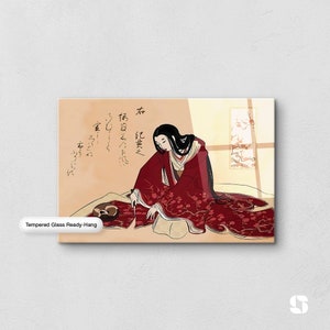 Geisha With Cat Cutting Kimono Print, Japanese Geisha Canvas, Cat ...