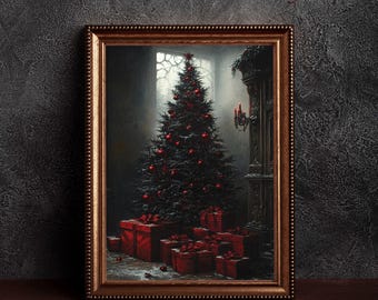 Gothic Christmas Tree Print, Christmas Tree Poster, Christmas Decor, Winter Holiday Wall Art, Christmas Gift Idea, Evergreen Tree Print
