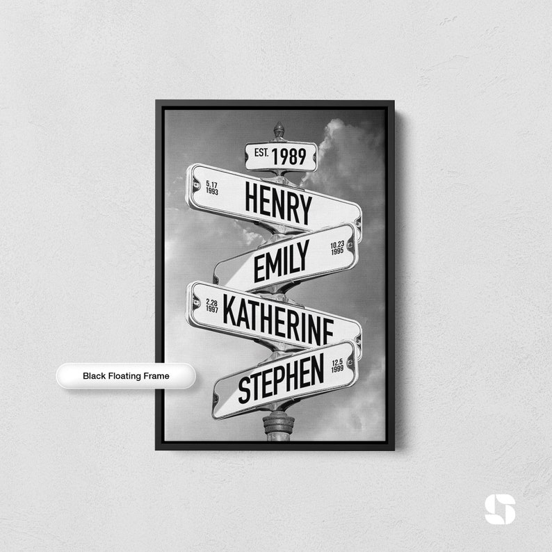 Personalized Family Names Street Sign Poster, Custom Name Direction ...