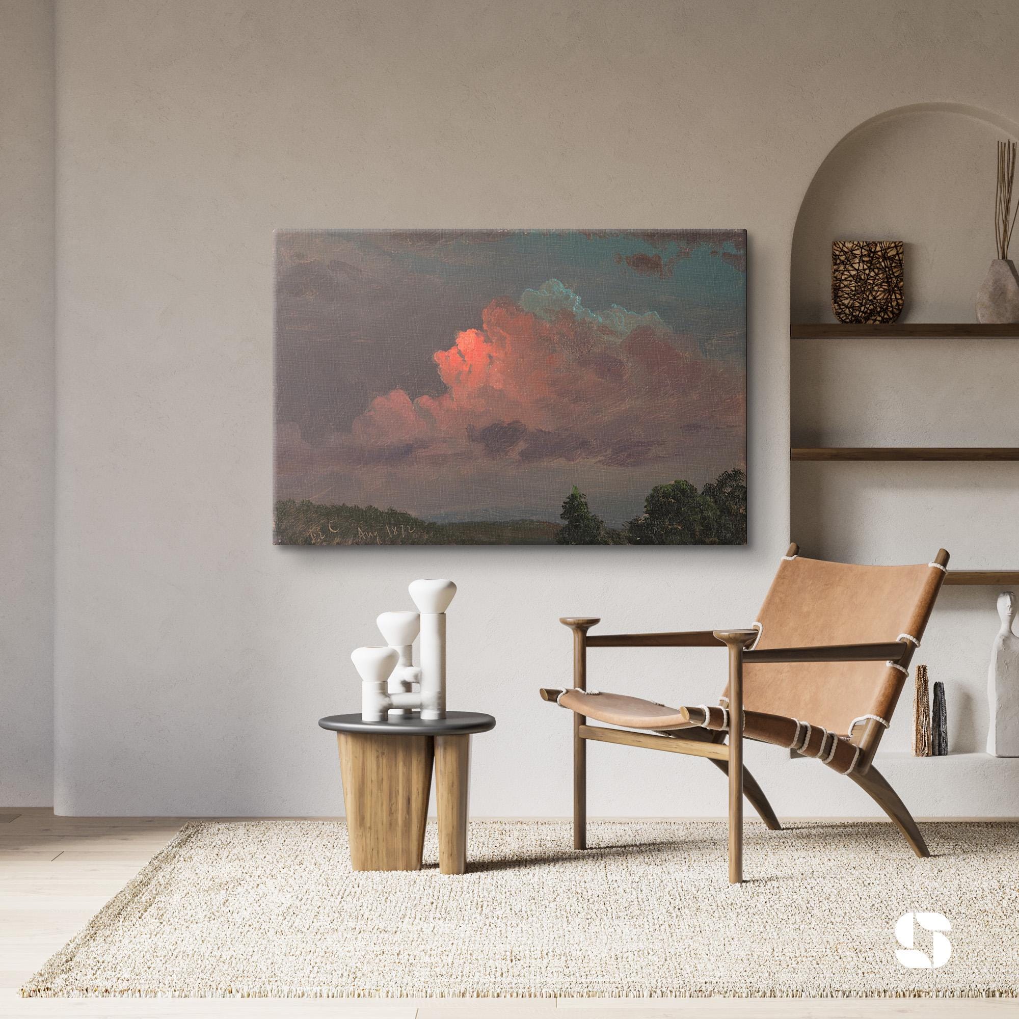 Antique Cloud Study Painting Canvas, Red Sunset Sky Art Reproduction ...