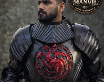 Armadura inspirada en Baelor/Valarr Targaryen – Conjunto de media armadura medieval de acero hecha a mano / Caballero Dragón LARP y Cosplay