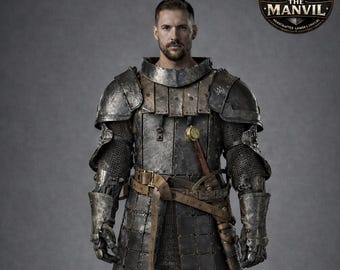 Armadura de placas de acero de cuerpo entero de Gregor Clegane (Juego de Tronos) con gran yelmo: armadura de caballero medieval para recreación histórica, LARP y exhibición.