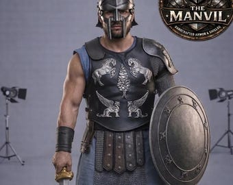 Disfraz de gladiador medieval: traje completo Maximus, casco, escudo y coraza para una auténtica diversión de disfraces / El mejor regalo para él