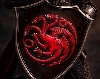 Escudo Targaryen inspirado en el Príncipe Aerion: decoración de pared de caballero de los Siete Reinos / armadura medieval para LARP y cosplay