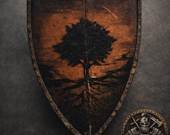 Ser Duncan, el escudo alto / Caballero Errante, árbol y estrella / Decoración de pared medieval de 71 x 45 cm