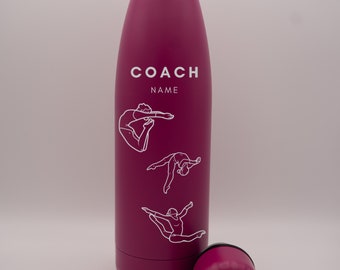 Personalised Gift: Steel Thermal Bottle, Double Walled & Insulated, Gymnastics Coach Gift, Personalised with any Name