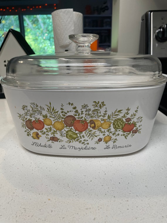 Vintage Corning Ware 3 QT Spice of Life Casserole Dish With Glass
