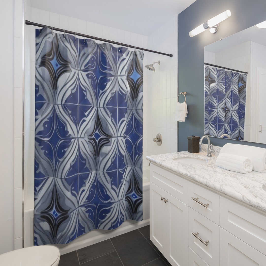 Blue And Silver Shower Curtain