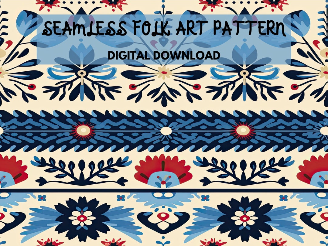 Traditional Folk Art Seamless Pattern Design - Etsy