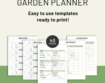 Garden Planner, printable PDF, planner page bundle, gardening, journal pages for gardening, print and use instant download