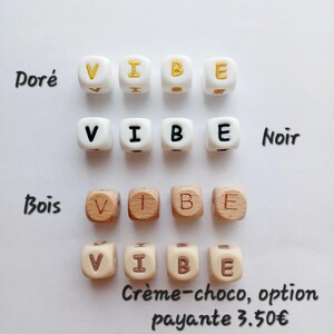 Cuentas de letras de silicona - crema de chocolate - cuentas de silicona para sujetar chupetes - sujetachupetes - personalización - creación