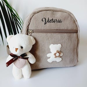 Sac à dos maternelle/sac à dos enfant/sac à dos prénom/velours côtelé/mini sac à dos couleur/mini sac à dos crèche/sac a dos personnalisable