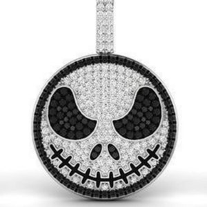 Sterling Silber Halloween Anhänger: Jack Skellington Inspiriert Diamant Hell Face