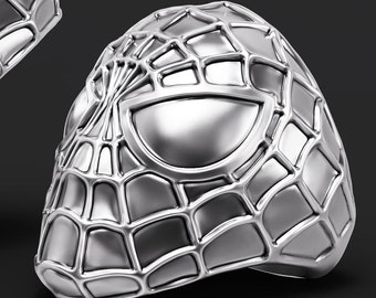 Spindelmannen-maskring: Spindelnätssignet i 925 sterlingsilver Halloween, jul och nyårspresenter