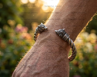 Braccialetti con lupo celtico vichingo Braccialetti con catena in maglia di acciaio inossidabile da uomo Punk norreno Testa di lupo Amuleto Gioielli scandinavi Regali maschili  36