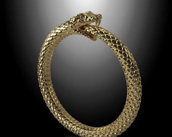 14k Gold Ouroboros Ring, Sterling Silver Snake Jewelry, Mythology Gift For Her Him
