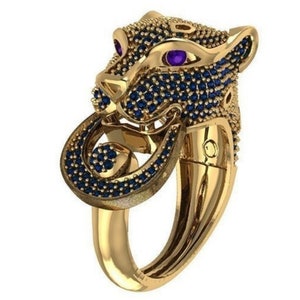 14K Gold Panther Ring, 925 Sterling Silver Panther Ring For Women, Leo Zodiac Sign Ring, Astrology Signet Ring Handmade Summer Jewelry