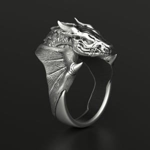 Dragon Handcrafted 925 Sterling Silver Ring Vintage Mythical Creature Jewelry Perfect Gift For Fantasy Lovers and Dragon Gift For Unisex