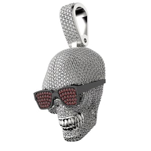 Skull Diamond 925 Sterling Silver Necklace Pendant Symbolic Jewelry Punk Skull Pendant Gothic Skeleton Minimalist Christmas Halloween Gift