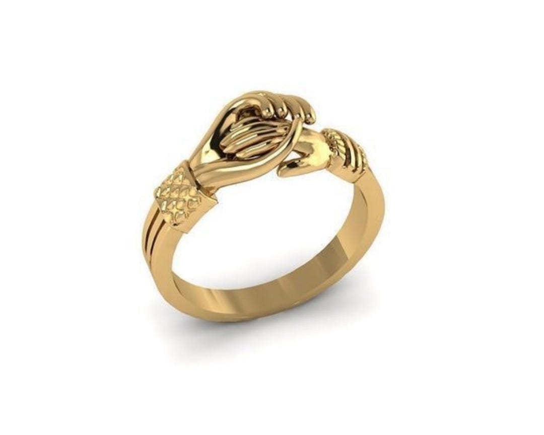 14k Gold Handshake Ring: Sterling Silver Claddagh Promise Ring - Etsy