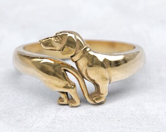 Sterling Silver Dachshund Ring: Minimalist Dog Lover Jewelry
