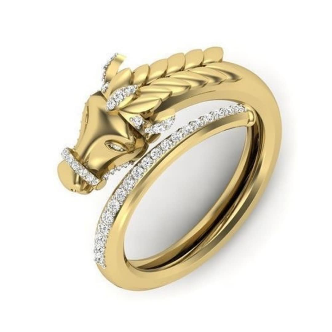 14k Gold Horse Ring - Dainty Diamond 925 Sterling Silver Jewelry for ...
