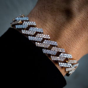 Moissanit-Cubanisches Gliederarmband: 925 Sterlingsilber, vergoldet