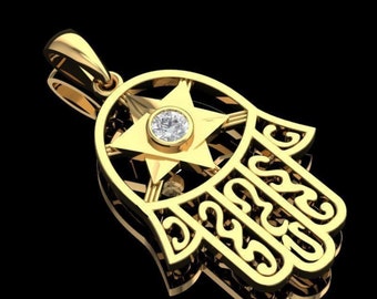 Gold Hamsa Halskette: Sterlingsilber Hand der Fatima Anhänger