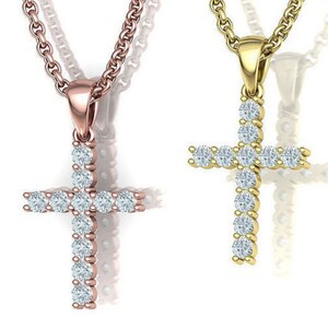 Sterling Silver Cross Necklace: Dainty CZ Diamond Christian Jewelry