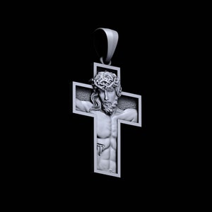 925 Sterling Silver Jesus in Cross Pendant Christ Jesus Religious Men Women Pendant Silver Christian Oxidized Cross Pendant Christmas Day