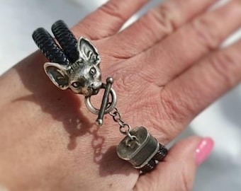 Handmade Cat Sterling Silver Bracelet Wild Cute Cat Thin Bracelet For Women Best Friend Gift Dainty Birthday Gift For Sister, Mom, Wife, Her