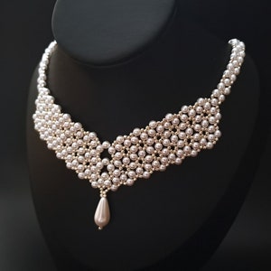Luxus Perlen Brauthalskette, Statement Hochzeitsschmuck, Elegantes Braut Geschenk, Perlen Choker, Klassisches Braut Accessoire, Zeitlose Halskette
