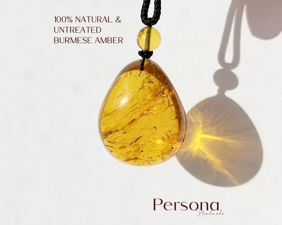 100% Natural Burmese Amber Drop Necklace