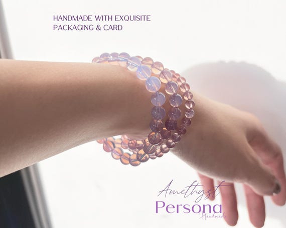 Genuine Amethyst Bracelet Purple Crystal: Natural Stone, Custom Size