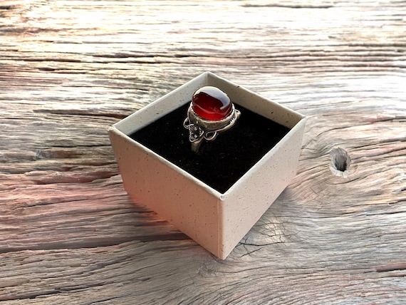 Unique Adjustable Garnet Ring: Handmade Sterling 925 Silver Band