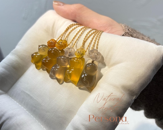 Natural Gemstone Agate Cat Necklace - Top-grade