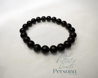 Strongest Protection Black Crystal Bracelet - Rutilated Quartz - Handmade 8mm