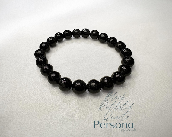 Strongest Protection Black Crystal Bracelet - Rutilated Quartz - Handmade 8mm
