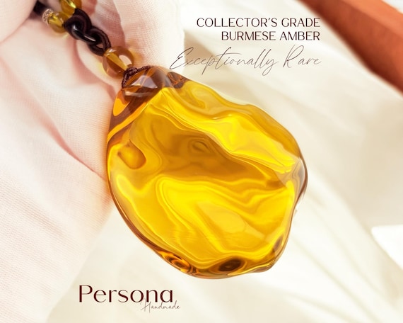 Natural Tea Yellow Burmese Amber Pendant Necklace
