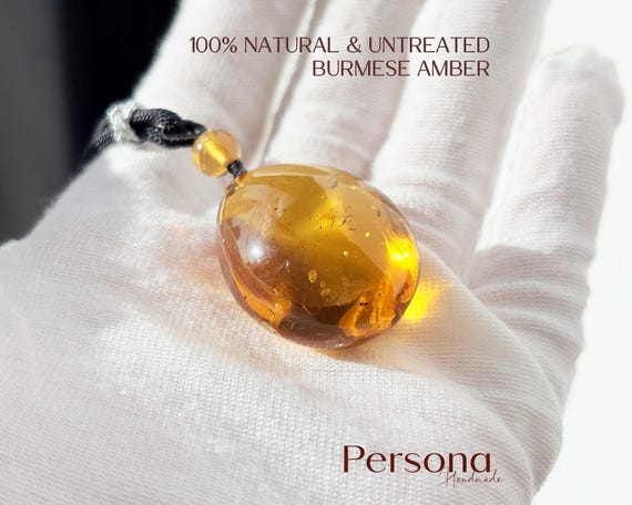 100% Natural Burmese Insect Inclusion Amber Necklace