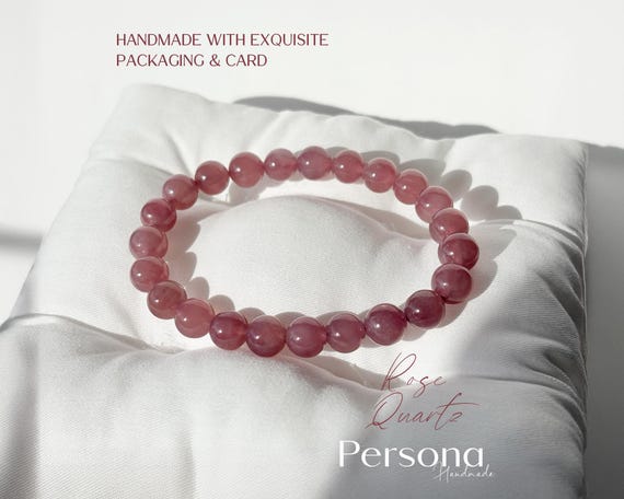 Genuine Purple Rose Quartz Bracelet With Gift Bag & Card 8mm
